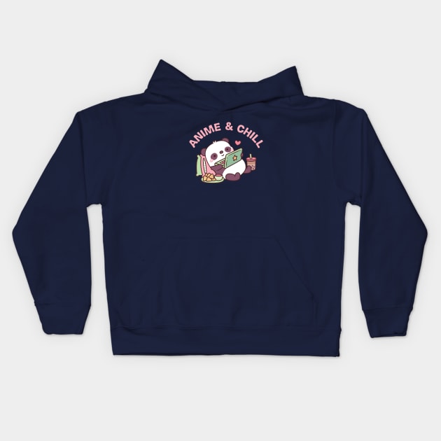 Cute Panda Anime And Chill Kids Hoodie by rustydoodle